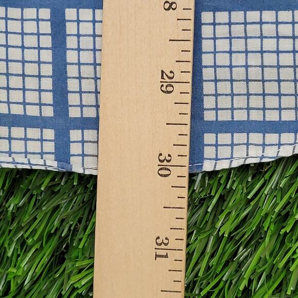 Vintage 70s Disco Checkered Button Shirt Medium 20x30 Blue - Picture 7 of 11